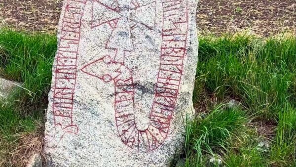 Swedish runestone with ancient inscriptions